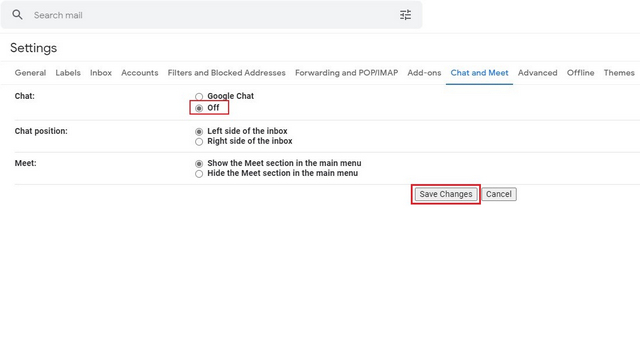 gmail వెబ్లో చాట్ మరియు ఖాళీలను నిలిపివేయండి